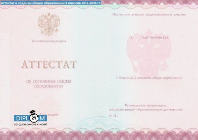 Аттестат школы 9 класс 2014-2024 гг.